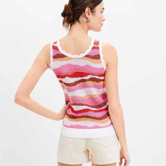 LOFT Wavy Stripe Scoop Neck Sweater Vest - Picture 3 of 9